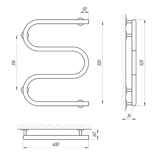 Электрический полотенцесушитель Laris Змеевик 25 РС3 400x500 Э 73207104 - фото 4