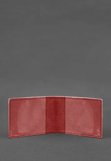 Кожаная обложка для разрешения на оружие красная - фото 3