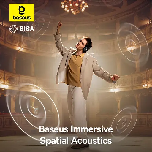 Накладні навушники Baseus Bowie H1s, Noise-Cancellation Wireless Headphones, BT5.4, ANC, 800mAh, 60h, 120h, black - фото 10