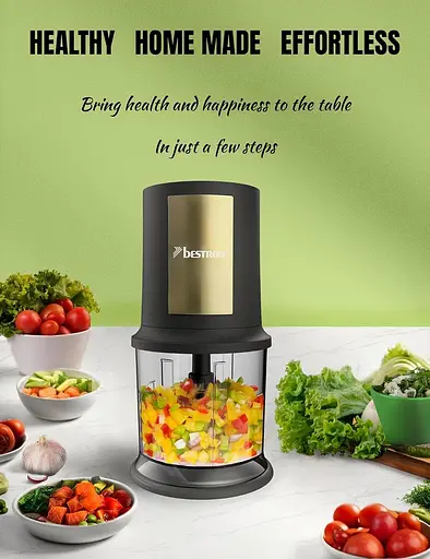 Электрический мультичоппер Bestron AKC200GP с двумя режущими лезвиями и емкостью 500 мл, большая импульсная кнопка, 3000 об/мин - фото 5