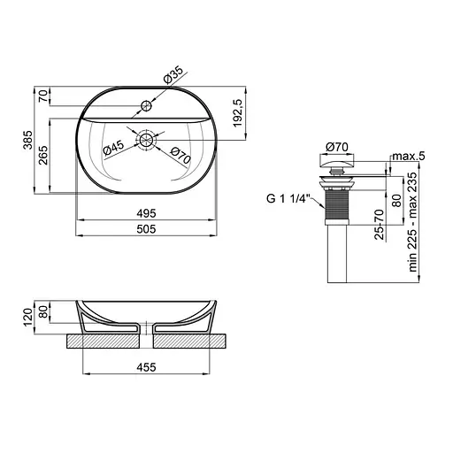 Умивальник Qtap Scorpio накладний овальний 505x385x120 мм White + донний клапан PU02, Білий - фото 2