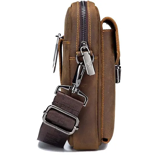 Чоловіча шкіряна сумка на пояс BULL 18х13х5 см sum0026003 - фото 7