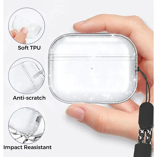 Чехол AhaStyle Transparent Case для Airpods Pro 2 Glitter [133866] - фото 6