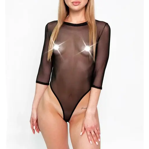 Сексуальное прозрачное боди с рукавами Art of Sex - Sheril черный, XS-M