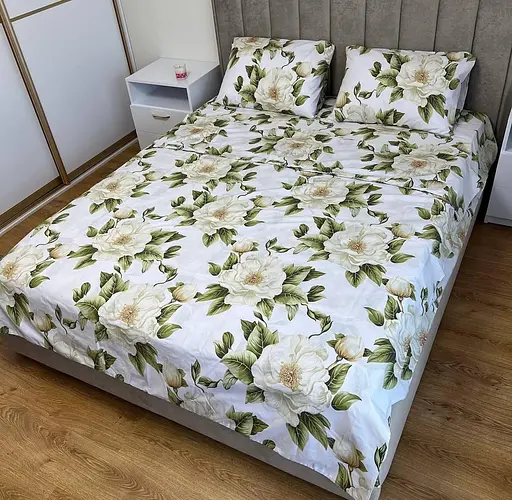 Постільна білизна бавовняна Катальпа Півтораспальна 150 x 220 Бязь Біла 70 х 70