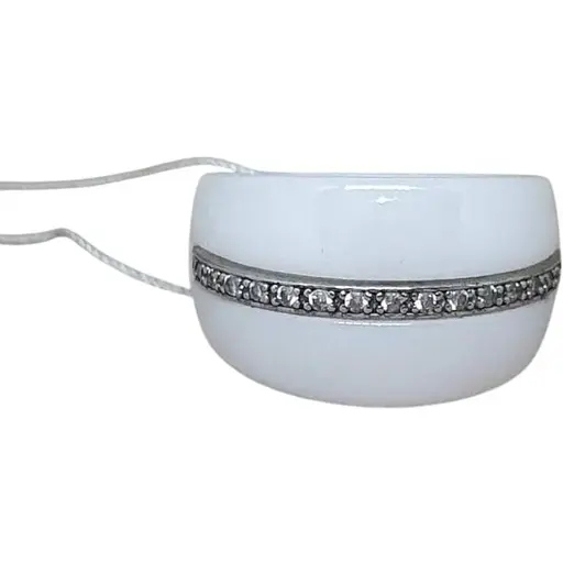 Серебряное кольцо Aurora с керамикой и фианитами. С1107Б 17,5