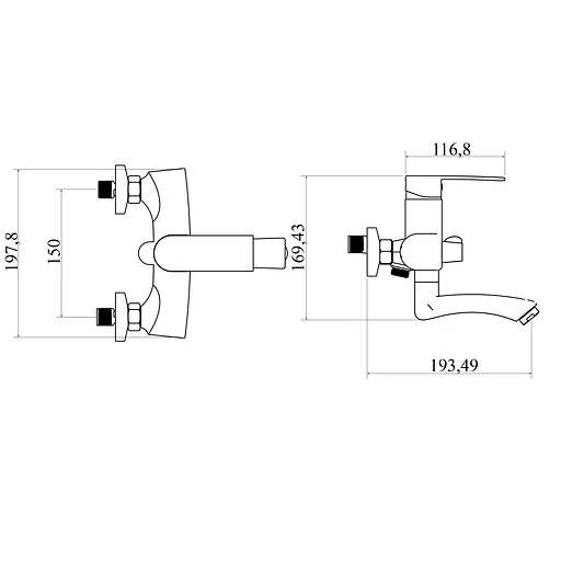 Змішувач для ванни DOMINO RONDO DND-102NE з EURO перемикачем поворотний для комфортного використання та елегантного дизайну - фото 7