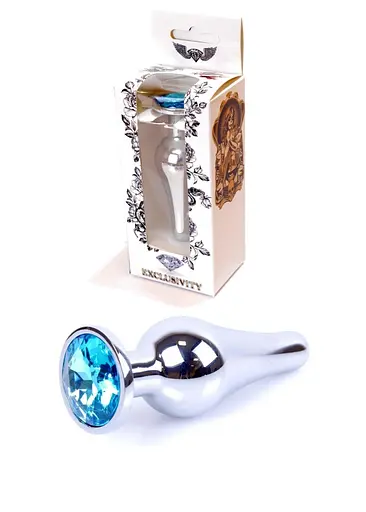 Металева анальна пробка з кристалом Boss Jewellery Silver Butt Plug Light 9.5 см (блакитний) - фото 8