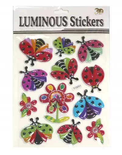 Наклейка пластиковая рельефная флуоресцентная Божья коровка