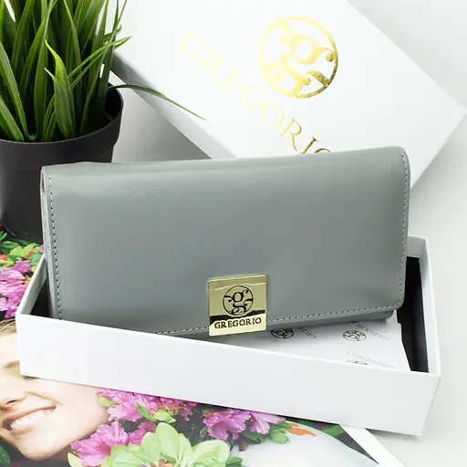 Кошелек женский кожаный Gregorio GS-100 классический серый - фото 9