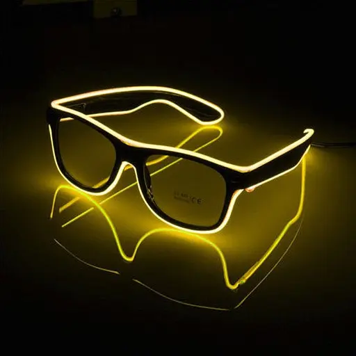 Очки светодиодные Leds прозрачные El Neon ray yellow неоновые