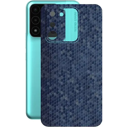 Защитная пленка StatusSKIN для Tecno Spark 8c Корпус Винил Соты синие - фото 1