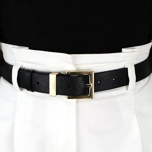 Ремінь жіночий шкіряний JK-3023 чорний з золотою пряжкою (105 см) - фото 6