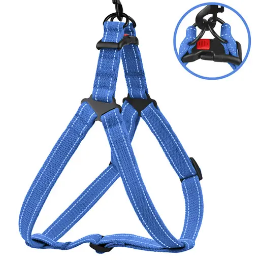 Шлея для собак Barksi Cotton Стандарт Рефлекторна М 45-56х2 см лазурно-синя - фото 3