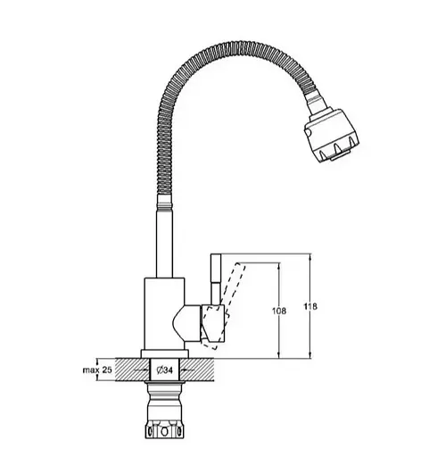 Змішувач для кухні Wezer з рефлекторним виливом EKO4D-01 - фото 2