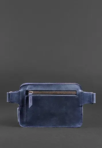 Шкіряна поясна сумка Dropbag Mini синя - фото 4