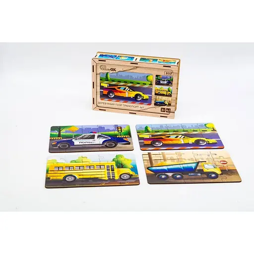 Деревянный детский пазл 4в1 "Транспорт" PuzzleOK Puz-14785, 80 элементов - фото 4