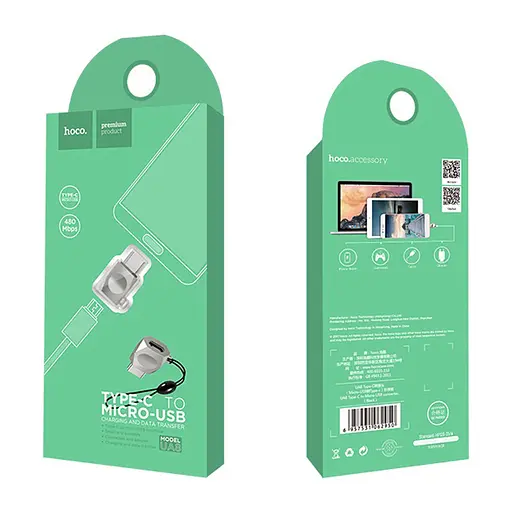 Перехідник Hoco UA8 MicroUSB to Type-C Сталевий - фото 7