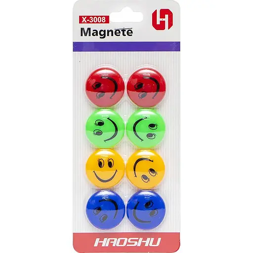 Магніт для дошки Смайлик X-3008, 3 см, 8 шт.