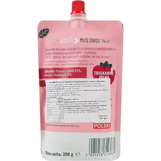 Мус Owolovo Truskawkowo з яблук і полуниці 200 г - фото 2