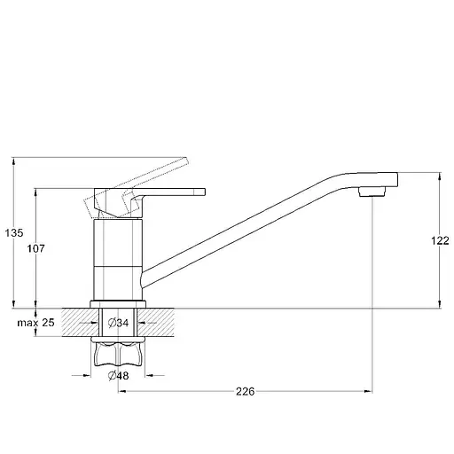 Змішувач для кухні TROYA NOD4-A058 одноважільний 30412 - фото 2