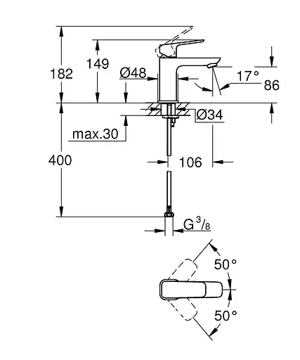 Смеситель для умывальника S-размера Grohe Cubeo 1016992430 Черный матовый - фото 5