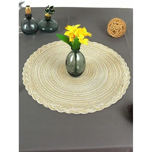Килимок для сервірування круглий Eurogold бежевий 38 см (2856) - фото 2