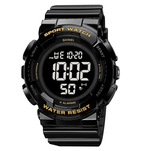 Чоловічий наручний спортивний годинник Skmei 2081 Чорний з золотом /Чорний