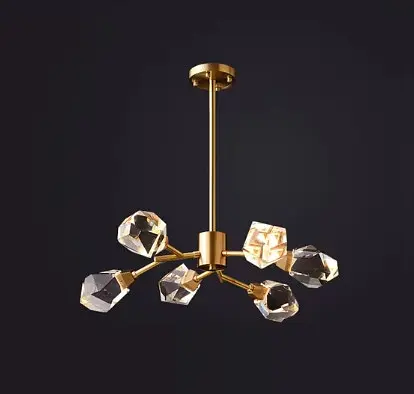 Светодиодная хрустальная люстра Изумруд 8612 (Золотая) на 6 плафонов