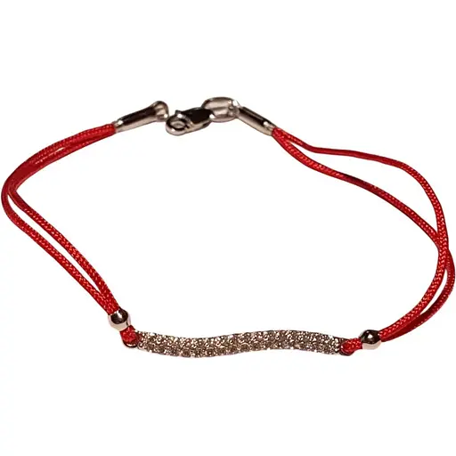 Браслет з текстилю Qvaliz з срібними вставками і фіанітами. 905-00577 18,5