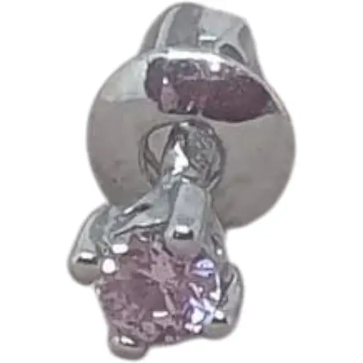 Серебряная моносерьга пуссета Dear с фианитом. 3003.1С Розовый