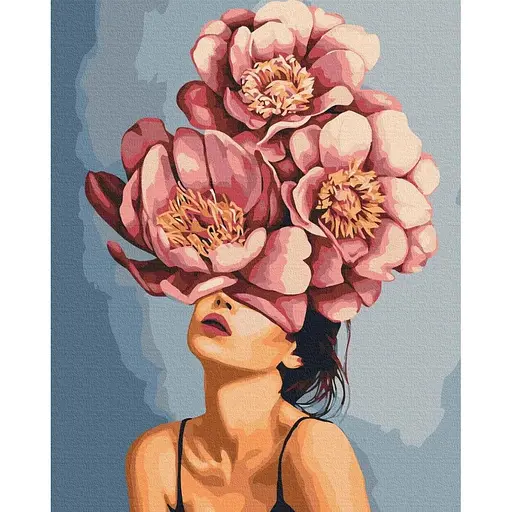 Картина по номерам на підрамнику Brushme Дівчина в квітучій півонії, Mykhailyshyna Daria - фото 1