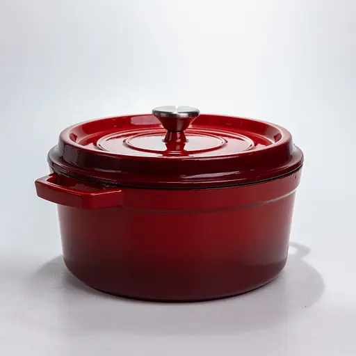 Чугунная кастрюля 4.5 л эмалированная с крышкой посуда для тушения запекания Красный Premium Cookware HP-1-19-RED - фото 4