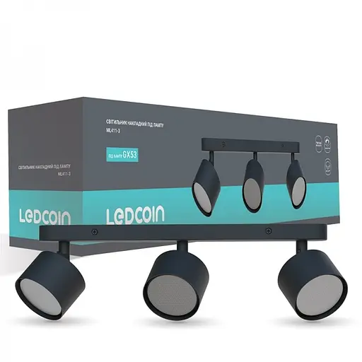 Накладной поворотный светильник Ledcoin ML411-3 под лампу черный (80317) - фото 2