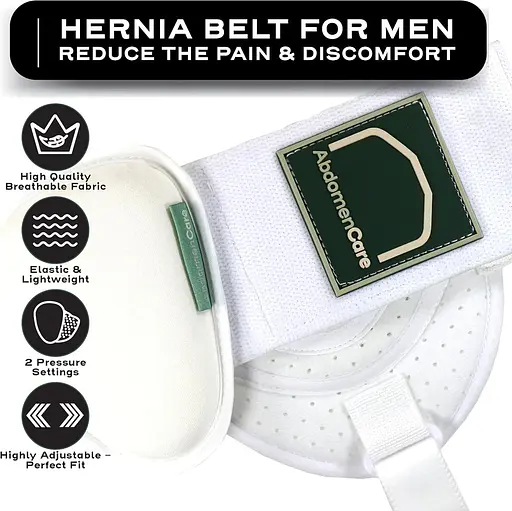 AbdomenCare Бандаж пахової грижі для чоловіків і жінок для гриж з лівої або правої сторони I 2 прямі компресійні прокладки - фото 6