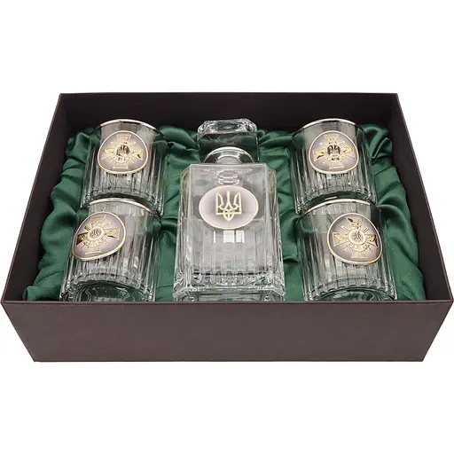 Подарунковий набір склянок Boss Crystal Генштаб ЗСУ 5 предметів