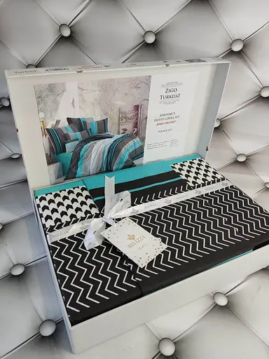Комплект постільної білизни Belizza Zigo Turquoise Євро Різнобарвний 000230422 - фото 4