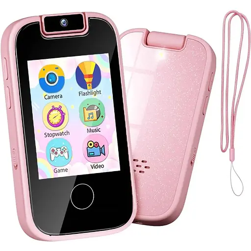 Детская камера PTHTECHUS для девочек и мальчиков - MP3-плеер с сенсорным экраном и поворотной камерой