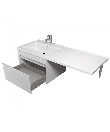 Тумба Мойдодир Wing 60-А-W з умивальником Rodeo 120 L з крилом над пралкою підвісна Білий - фото 4