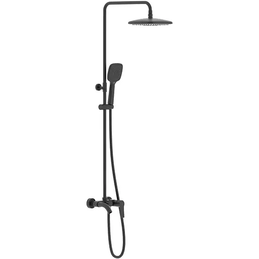 Душевая система с изливом Imprese Kucera верхний душ 220x220 мм ABS black matt t030B03410SR, Черный матовый - фото 1