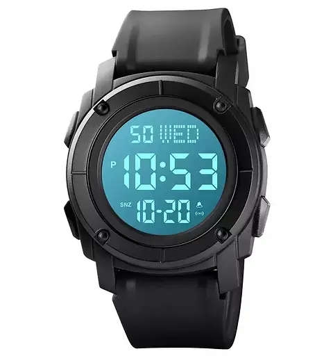 Мужские спортивные наручные часы Skmei 1853 (Черные с белым циферблатом) - фото 3