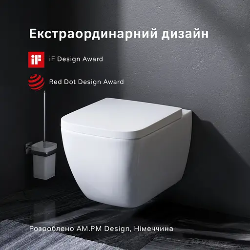 Унитаз подвесной FlashClean Am.Pm Spirit 2.0 с сиденьем микролифт Square белый C701701SC, Белый - фото 2