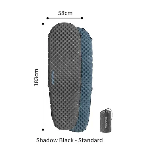Матрас туристический надувной одноместный Naturehike CNH22DZ018, сверхлегкий, 183х58х7 см, серый, для туризма с мешком для надува. - фото 2