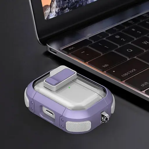 Футляр протиударний Locking Button для навушників Airpods Pro Light Purple - фото 2