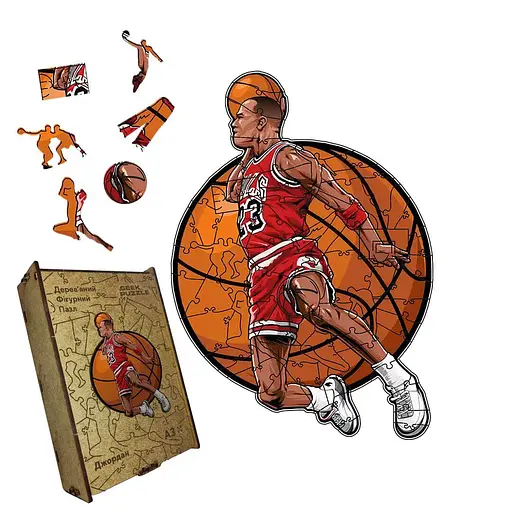 Пазл деревяний Майкл Джордан, А5, Картонна коробка 35 елементів