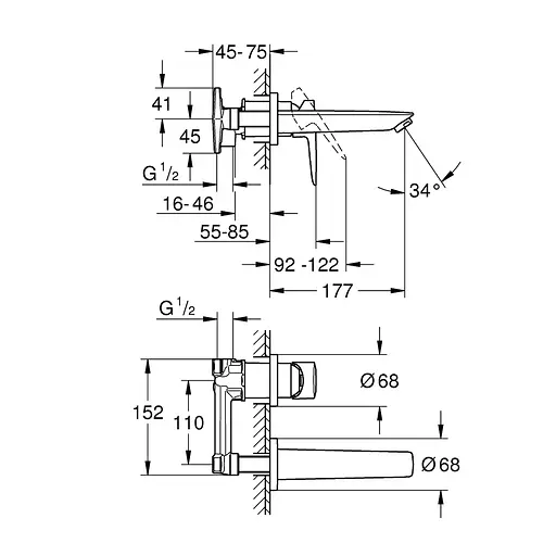 Смеситель для раковины скрытого монтажа Grohe BauLoop New 20289001 Хром - фото 2