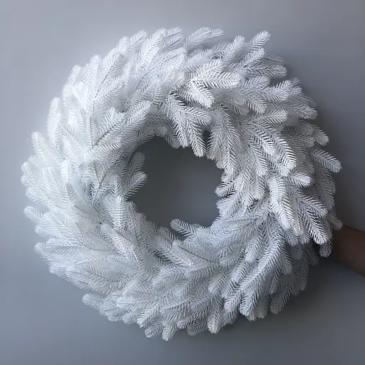 Вінок хвойний різдвяний Hvoya Traditional литий білий 60 см - фото 2