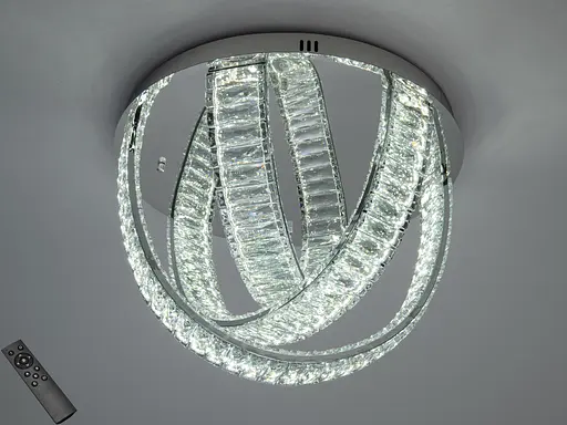 Інноваційна кришталева світлодіодна люстра кільця, 40 Вт, хром - фото 1