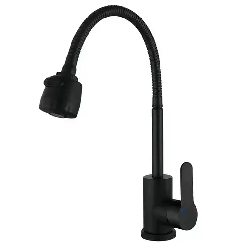 Смеситель для кухни Zerix DAX-011 Black с гибким изливом ZX4822 Черный матовый - фото 1