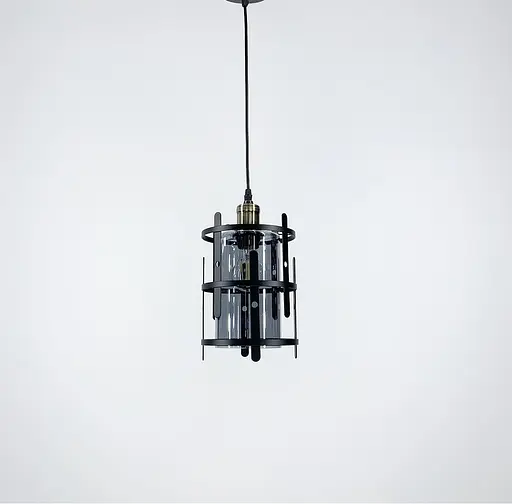 Вінтажний підвісний світильник у чорному каркасі Line.F Колір плафона Янтарний - фото 1